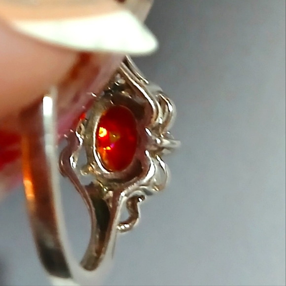 VTG RJ Graziano Fire Opal White Sapphire Ring - Picture 2 of 7
